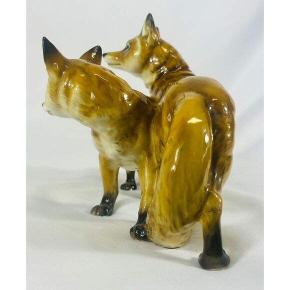 Vintage Hutschenreuther Germany Porcelain Figurine K Tutter Pair Foxes - Picture 2 of 12